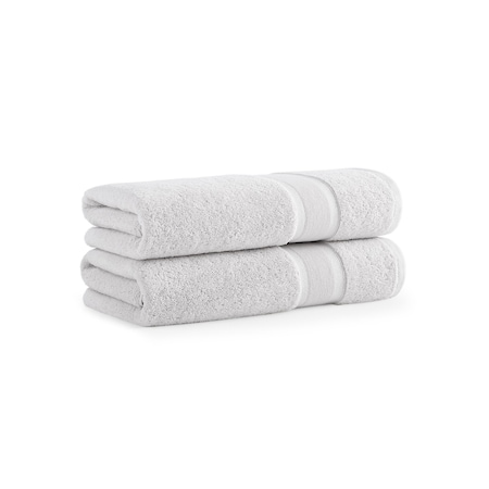 Monarch Brands Aegean Recycled Bath Towels 30in x 60in - Solid, Light Gray, 2PK P-BT-RO-3060-LG